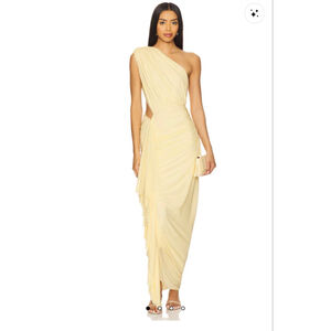 Women's superdown Yellow One Shoulder Midi Dress XXS